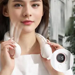 Multi Functional Rechargeable Neck Fan with LED Display Screen, A New Five Mode Portable Fan for Work and Life. Multi Functional Rechargeable Neck Fan with LED Display Screen, A New Five Mode Portable Fan for Work and Life.