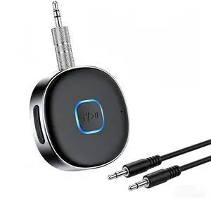 Bluetooth Receiver, LAICOMEIN Portable 3.5mm Aux Car Adapter, Bluetooth Wireless Audio Receiver for Car/Home Stereo/Wired Headphones/Speaker, 16H Battery Life Bluetooth Receiver, LAICOMEIN Portable 3.5mm Aux Car Adapter, Bluetooth Wireless Audio Receiver for Car/Home Stereo/Wired Headphones/Speaker, 16H Battery Life