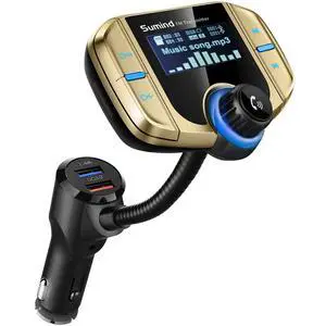 2026 Upgraded Wireless Bluetooth Car Adapter FM Transmitter, 1.7'' LCD Display, Flexible Gooseneck, 20W QC3.0&Dual USB Ports, AUX Input/Output for Hands-Free Call, Micro/TF Card(Golden,Normal) 2026 Upgraded Wireless Bluetooth Car Adapter FM Transmitter, 1.7'' LCD Display, Flexible Gooseneck, 20W QC3.0&Dual USB Ports, AUX Input/Output for Hands-Free Call, Micro/TF Card(Golden,Normal)