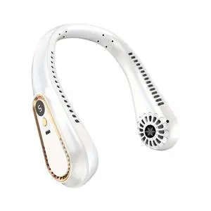 Portable Neck Fan, Hands-Free Bladeless Upgraded Personal Fan with 4000mAh Battery, Rechargeable Leafless Hanging Sport Fan, USB Powered, 5 Speeds, Headphone Style White Portable Neck Fan, Hands-Free Bladeless Upgraded Personal Fan with 4000mAh Battery, Rechargeable Leafless Hanging Sport Fan, USB Powered, 5 Speeds, Headphone Style White