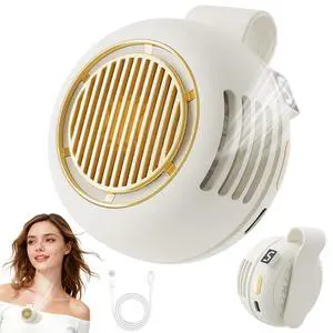 Clip On Fan, Portable Silent Mini Bladeless Fan for Shirt/Waist, 5 Speed Adjustable&LED Display, Spin 360° Fan, Hands-Free, Wearable Fan for Outdoor Travel, Office, Gift Women/Mom Apricot White Clip On Fan, Portable Silent Mini Bladeless Fan for Shirt/Waist, 5 Speed Adjustable&LED Display, Spin 360° Fan, Hands-Free, Wearable Fan for Outdoor Travel, Office, Gift Women/Mom Apricot White