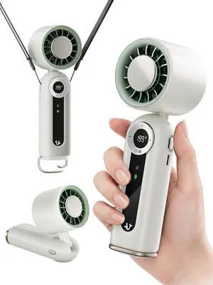 Portable Fan Rechargeable, Small Hand Held Mini Personal Fan with Cooling Plate, Digital Display, 199 Speeds, Foldable Desk & Neck Use, LED Light & Carabiner for Travel Camping Portable Fan Rechargeable, Small Hand Held Mini Personal Fan with Cooling Plate, Digital Display, 199 Speeds, Foldable Desk & Neck Use, LED Light & Carabiner for Travel Camping