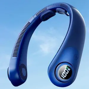 Portable Neck Fan With LED Display, Hands-free 5 Speeds Cooling, Neck Support, Lightweight, Battery Operated, Personal Bladeless Fan Rechargeable, Gift for Women Men, Hot Flashes, Travel, Camping Portable Neck Fan With LED Display, Hands-free 5 Speeds Cooling, Neck Support, Lightweight, Battery Operated, Personal Bladeless Fan Rechargeable, Gift for Women Men, Hot Flashes, Travel, Camping