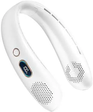 Neck Fan, Portable Bladeless Fan, 6000mAh Battery USB Rechargeable, LED Display, 360° Cooling Wearable Personal Fan, 3 Speeds, Quiet, Hands Free Neck Fans for Travel, Outdoor, Camping- White Neck Fan, Portable Bladeless Fan, 6000mAh Battery USB Rechargeable, LED Display, 360° Cooling Wearable Personal Fan, 3 Speeds, Quiet, Hands Free Neck Fans for Travel, Outdoor, Camping- White