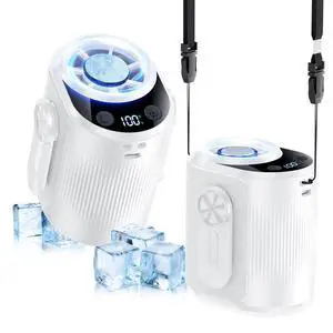 Smart Portable Rechargeable Fan with Ice Cooler, 100-Speed, 20000RPM Turbo Cooling Personal Waist Fan, 4000mAh Wearable Neck & Belt Clip Fan for Work Camping Outdoor Hiking, White Smart Portable Rechargeable Fan with Ice Cooler, 100-Speed, 20000RPM Turbo Cooling Personal Waist Fan, 4000mAh Wearable Neck & Belt Clip Fan for Work Camping Outdoor Hiking, White