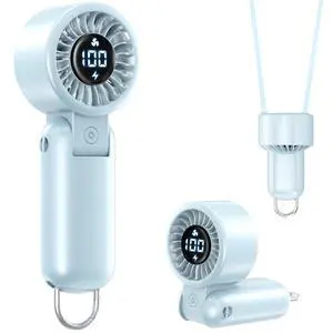 Portable Handheld Turbo Fan with LED Display - Turbocharged 32ft Cooling, Long-lasting 5 Speeds 4oz Lightweight, USB Rechargeable Mini Personal Hand Held Fan Gift for Women Men Travel, Office, Makeup Portable Handheld Turbo Fan with LED Display - Turbocharged 32ft Cooling, Long-lasting 5 Speeds 4oz Lightweight, USB Rechargeable Mini Personal Hand Held Fan Gift for Women Men Travel, Office, Makeup