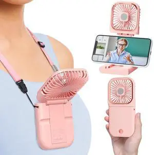 Portable Handheld Fan for Travel - Rechargeable Fan with Phone Holder 3 Speed Adjustable, Small Folding Fan for Trip Outdoor Beach Concert Cruise Essentials 2026, Pink Portable Handheld Fan for Travel - Rechargeable Fan with Phone Holder 3 Speed Adjustable, Small Folding Fan for Trip Outdoor Beach Concert Cruise Essentials 2026, Pink