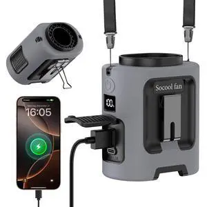 Socool Portable Waist Fan 5000mAh Rechargeable Mini Clip On Personal Fans with 13000RPM & 4 Adjustable Speeds, 25H Cooling Wearable Shirt Belt Hanging Neck Fan for Outdoor Working Jobsite Socool Portable Waist Fan 5000mAh Rechargeable Mini Clip On Personal Fans with 13000RPM & 4 Adjustable Speeds, 25H Cooling Wearable Shirt Belt Hanging Neck Fan for Outdoor Working Jobsite