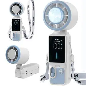Portable Turbo Fan with Ice Cooling, 4-in-1 Foldable Handheld & Neck Fan, 100 Stepless Speeds, 6000mAh 20H Battery, 7.4m/s Quiet Motor, USB-C, Carabiner Clip for Travel Makeup Hot Flashes Portable Turbo Fan with Ice Cooling, 4-in-1 Foldable Handheld & Neck Fan, 100 Stepless Speeds, 6000mAh 20H Battery, 7.4m/s Quiet Motor, USB-C, Carabiner Clip for Travel Makeup Hot Flashes