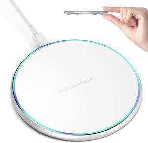 Wireless Charger Compatible with iPhone 17 16 15 14 13 12 11 Pro Max/Mini/Plus/XR/X/8, 15W Max Fast Wireless Charging Pad Mat for Samsung Galaxy S23/S22/S21/S20/S10, Galaxy Buds Wireless Charger Compatible with iPhone 17 16 15 14 13 12 11 Pro Max/Mini/Plus/XR/X/8, 15W Max Fast Wireless Charging Pad Mat for Samsung Galaxy S23/S22/S21/S20/S10, Galaxy Buds