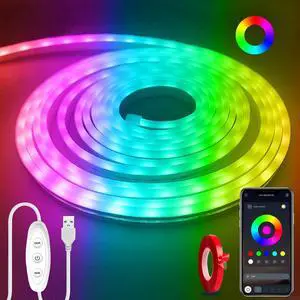 Neon Rope Lights16.4ft RGB LED Strip Lights with Remote and App Control,Music Sync Flexible DIY Design,5V USB Powered Neon Lights for Bedroom, Living Room,Gaming,and Party Decoration Neon Rope Lights16.4ft RGB LED Strip Lights with Remote and App Control,Music Sync Flexible DIY Design,5V USB Powered Neon Lights for Bedroom, Living Room,Gaming,and Party Decoration