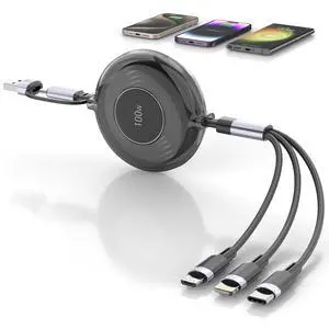 4FT Multi Charging Cable 100W Retractable USB C Multiple Charging Cable iPhone Fast Charging Cord 3-in-1 Multi Charger Adapter for iPhone 14 15 13 ipad,Pixel,Samsung Universal Cable Travel Essentials 4FT Multi Charging Cable 100W Retractable USB C Multiple Charging Cable iPhone Fast Charging Cord 3-in-1 Multi Charger Adapter for iPhone 14 15 13 ipad,Pixel,Samsung Universal Cable Travel Essentials