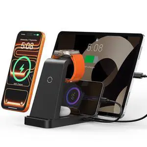 Wireless Charger for iPhone - 5 in 1 Charging Station for Multiple Devices Apple: Fast Wireless Charging Stand Dock for iPhone 17 16e 16 15 14 13 12 Pro Max Apple Watch Airpods Wireless Charger for iPhone - 5 in 1 Charging Station for Multiple Devices Apple: Fast Wireless Charging Stand Dock for iPhone 17 16e 16 15 14 13 12 Pro Max Apple Watch Airpods