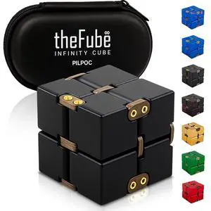 theFube Infinity Cube Fidget Toys Adults - Aluminum Infinite Magic Cube with Case, Sturdy, Heavy, Relieve Stress and Anxiety, for ADD, ADHD, OCD, Stocking Stuffers for Teens (Black) theFube Infinity Cube Fidget Toys Adults - Aluminum Infinite Magic Cube with Case, Sturdy, Heavy, Relieve Stress and Anxiety, for ADD, ADHD, OCD, Stocking Stuffers for Teens (Black)
