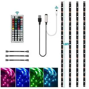 USB LED Strip Lights Kit, 4 Pre-Cut 1.64ft/6.56ft RGB LED Light Strips, Color Changing TV Backlights with Remote, RGB 5050 Bias Lighting for TV, PC, Monitor, Home Theater, DIY Decoration USB LED Strip Lights Kit, 4 Pre-Cut 1.64ft/6.56ft RGB LED Light Strips, Color Changing TV Backlights with Remote, RGB 5050 Bias Lighting for TV, PC, Monitor, Home Theater, DIY Decoration