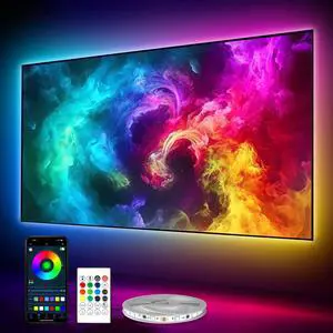 LED Lights for TV 40-60 Inch, 10FT (1 Roll of 10ft) ICRGB TV LED Backlight Kit with Bluetooth APP & 24 Keys Remote, Music Sync Lights Behind, USB Cable Powered, Not Waterproof LED Lights for TV 40-60 Inch, 10FT (1 Roll of 10ft) ICRGB TV LED Backlight Kit with Bluetooth APP & 24 Keys Remote, Music Sync Lights Behind, USB Cable Powered, Not Waterproof