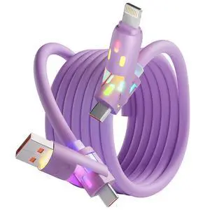 240W USB C Cable,4 in 1 Charging Cable Fast Charging & Data Sync,Multi USB Charging Cable with Breathing Light,Charger Cord for iPhone 16/15 14 13 iPad Samsung Galaxy MacBook iPad Tablets,Purple 5Ft 240W USB C Cable,4 in 1 Charging Cable Fast Charging & Data Sync,Multi USB Charging Cable with Breathing Light,Charger Cord for iPhone 16/15 14 13 iPad Samsung Galaxy MacBook iPad Tablets,Purple 5Ft