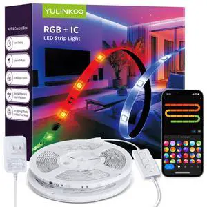 RGB+IC LED Strip Light, 32.8ft Smart LED Light for Bedroom, Bluetooth APP Control, Color Changing LED Strip Lighting, 44 Scene Modes, Music Sync, TV Backlight Behind Strip, Home Decor, Gaming Room RGB+IC LED Strip Light, 32.8ft Smart LED Light for Bedroom, Bluetooth APP Control, Color Changing LED Strip Lighting, 44 Scene Modes, Music Sync, TV Backlight Behind Strip, Home Decor, Gaming Room