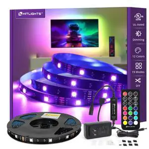 32.8ft LED Strip Lights, HitLights RGB 5050 Color Changing LED Light Kit Ultra Brighter 300LEDs Flexible Light Strips with RF Remote and UL Power Supply for Home Room Party TV Bedroom 32.8ft LED Strip Lights, HitLights RGB 5050 Color Changing LED Light Kit Ultra Brighter 300LEDs Flexible Light Strips with RF Remote and UL Power Supply for Home Room Party TV Bedroom