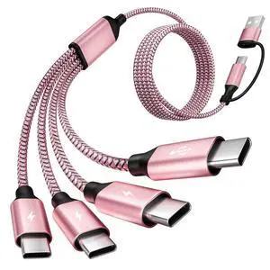 Travel & Car USB C Cable, USB C Splitter Multi Charging Cable, 4 in 2 USB A/C Charging Cable with 4 Type C Ports, Compatible with iPhone 17/16/15 Pro Max/Android/Galaxy S26 and More USB C Devices-5FT Travel & Car USB C Cable, USB C Splitter Multi Charging Cable, 4 in 2 USB A/C Charging Cable with 4 Type C Ports, Compatible with iPhone 17/16/15 Pro Max/Android/Galaxy S26 and More USB C Devices-5FT