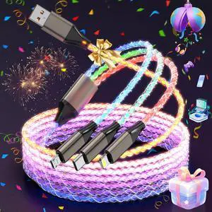 Light Up Charging Cable 66W USB C 3 in 1 Charger Cable RGB LED Light Up Glowing Light Up Charging Cable iPhone Cord 4 FT Multi Cable with Light for iPhone 16/15/14/13/12Series/iPad Pro/Samsung/Pixel Light Up Charging Cable 66W USB C 3 in 1 Charger Cable RGB LED Light Up Glowing Light Up Charging Cable iPhone Cord 4 FT Multi Cable with Light for iPhone 16/15/14/13/12Series/iPad Pro/Samsung/Pixel