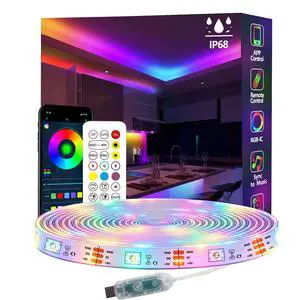 16.4FT Ws2812 RGB+IC LED Strip Lights IP68 Outdoor Waterproof, 5V USB Powered, Music Sync Bluetooth APP/RF Remote Control Lights for Balcony,Deck,Camping,Garden,Bedroom Decor 16.4FT Ws2812 RGB+IC LED Strip Lights IP68 Outdoor Waterproof, 5V USB Powered, Music Sync Bluetooth APP/RF Remote Control Lights for Balcony,Deck,Camping,Garden,Bedroom Decor