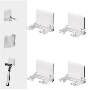 Self-Adhesive Foldable Hook | Wall-Mounted Power Cord Organizer | Razor Holder | Multi-Purpose Hanging Hook for Kitchen & Bathroom | 4-Pack (4, White+Clear) Self-Adhesive Foldable Hook | Wall-Mounted Power Cord Organizer | Razor Holder | Multi-Purpose Hanging Hook for Kitchen & Bathroom | 4-Pack (4, White+Clear)
