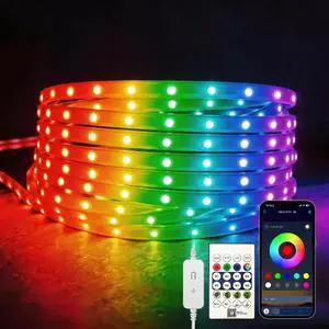 Multi-Color RGB LED Rope Lights 16.4ft 5V USB, Remote & App for Room Multi-Color RGB LED Rope Lights 16.4ft 5V USB, Remote & App for Room
