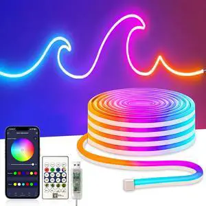 16.4FT Neon Rope Lights,Flexible RGB+IC LED Strip Lights,Remote Control,Multiple Modes,for Living Room,Bedroom,Holiday Decoration 16.4FT Neon Rope Lights,Flexible RGB+IC LED Strip Lights,Remote Control,Multiple Modes,for Living Room,Bedroom,Holiday Decoration