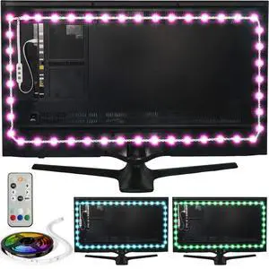 LED Lights for TV in Living Room or Bedroom, Luminoodle Backlight, USB Powered Strips w/Remote for 15 Ambient Color Bias Lighting Options & 10 Brightness Modes, Size (60"-80" TV) LED Lights for TV in Living Room or Bedroom, Luminoodle Backlight, USB Powered Strips w/Remote for 15 Ambient Color Bias Lighting Options & 10 Brightness Modes, Size (60"-80" TV)