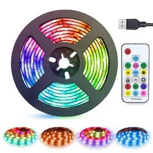 LED Strips Lights USB Powered Rainbow Chasing RGB LED Lights Strip LED TV Backlight Strip with 17-Key RF Remote Color Changing Strip Lights Waterproof IP65 LED Rope Lights LED Lights 2M 6.54FT LED Strips Lights USB Powered Rainbow Chasing RGB LED Lights Strip LED TV Backlight Strip with 17-Key RF Remote Color Changing Strip Lights Waterproof IP65 LED Rope Lights LED Lights 2M 6.54FT