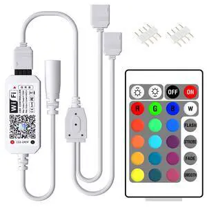 WiFi Smart LED Controller, 24-Key Remote for RGB LED Strip Lights WiFi Smart LED Controller, 24-Key Remote for RGB LED Strip Lights