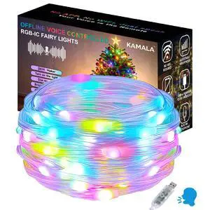 AI Smart Color Changing Fairy Lights, 32.8ft RGB+IC Offline Voice Control Light Twinkle No App/No WiFi Required,Dimmable Xmas Music Sync Lights for Kids Bedroom, Party, 7 Colors & 13 Lighting Modes AI Smart Color Changing Fairy Lights, 32.8ft RGB+IC Offline Voice Control Light Twinkle No App/No WiFi Required,Dimmable Xmas Music Sync Lights for Kids Bedroom, Party, 7 Colors & 13 Lighting Modes