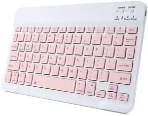 Bluetooth Keyboard for iPad, Rechargeable Slim Portable Wireless Keyboard for iPad Tablets, Compatible for All iOS/Windows/Android System Devices-Pink Bluetooth Keyboard for iPad, Rechargeable Slim Portable Wireless Keyboard for iPad Tablets, Compatible for All iOS/Windows/Android System Devices-Pink