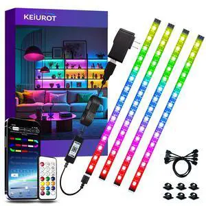 4 Pre-Cut RGB LED Strip Lights with App Remote Control, 5V USB 4 Pre-Cut RGB LED Strip Lights with App Remote Control, 5V USB