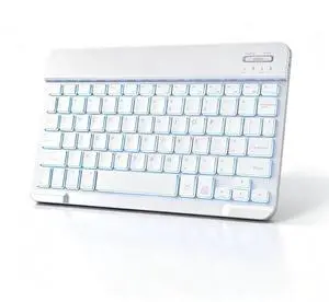 Mini Bluetooth Keyboard, Small Portable Wireless Rechargeable Keyboard with 7-Color RGB Backlit for iPad iPhone Android Samsung Tablet Smartphone(White) Mini Bluetooth Keyboard, Small Portable Wireless Rechargeable Keyboard with 7-Color RGB Backlit for iPad iPhone Android Samsung Tablet Smartphone(White)