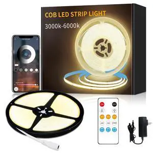 COB LED Strip Lights 32.8ft,3000K DC 24V Dimmable Warm White Flexible LED Rope Lights for Bedroom,with Remote and app Control LED Lights Strip for Living Room, Shelf, Cabinet COB LED Strip Lights 32.8ft,3000K DC 24V Dimmable Warm White Flexible LED Rope Lights for Bedroom,with Remote and app Control LED Lights Strip for Living Room, Shelf, Cabinet