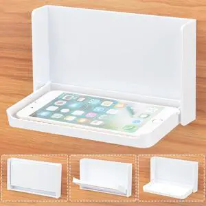 Small Floating Wall Shelf, Foldable Adhesive Mini Shelf for Phone, Remote, Earphone - Home, Office, White (1 Pcs) Small Floating Wall Shelf, Foldable Adhesive Mini Shelf for Phone, Remote, Earphone - Home, Office, White (1 Pcs)
