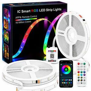100FT Strip Lights, Smart IC RGB LED Lights Multiple Colors on One Line, App+Remote Control, Timing, Multimodal, Music Sync, Color Changing Lights for Bedroom, Party Home Decor, (2 x 50ft) 100FT Strip Lights, Smart IC RGB LED Lights Multiple Colors on One Line, App+Remote Control, Timing, Multimodal, Music Sync, Color Changing Lights for Bedroom, Party Home Decor, (2 x 50ft)