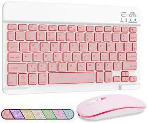 7 Colors Backlit Bluetooth Keyboard and Mouse Combo for iPad Pro/Air/Mini, Ultra-Slim Rechargeable Wireless Keyboard and Mouse for iPhone 15/14/13 Pro/Samsung/PC/Laptop/iOS/Windows/Android,PK 7 Colors Backlit Bluetooth Keyboard and Mouse Combo for iPad Pro/Air/Mini, Ultra-Slim Rechargeable Wireless Keyboard and Mouse for iPhone 15/14/13 Pro/Samsung/PC/Laptop/iOS/Windows/Android,PK