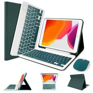 Wireless Keyboard Case with Mouse for iPad 10.2" 9th 8th 7th Generation, Detachable Bluetooth Keyboard with Pencil Holder for iPad 10.2 Inch/iPad Air 10.5"(3rd Gen)/iPad Pro 10.5 in, Dark Green Wireless Keyboard Case with Mouse for iPad 10.2" 9th 8th 7th Generation, Detachable Bluetooth Keyboard with Pencil Holder for iPad 10.2 Inch/iPad Air 10.5"(3rd Gen)/iPad Pro 10.5 in, Dark Green