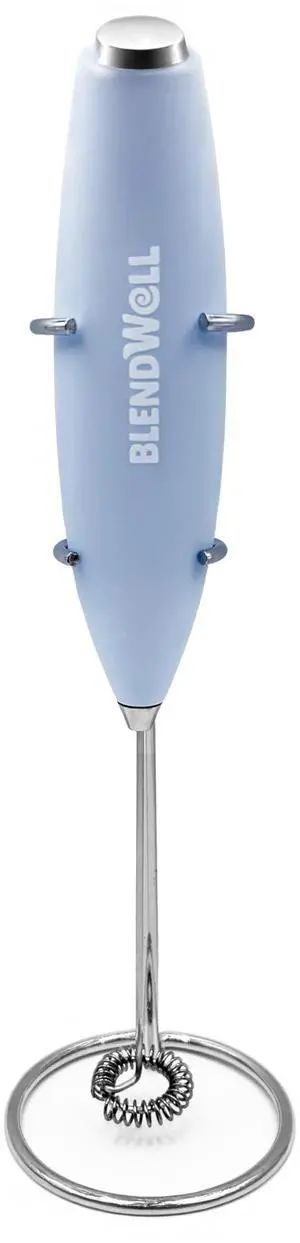 Electric Milk Frother for Matcha and Coffee, Handheld Battery Operated Drink Mixer with Stand, Stainless Steel Whisk, Light Blue Electric Milk Frother for Matcha and Coffee, Handheld Battery Operated Drink Mixer with Stand, Stainless Steel Whisk, Light Blue
