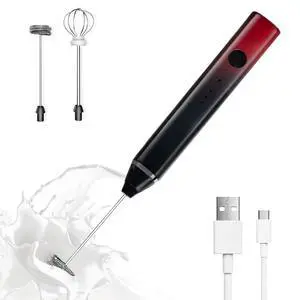 Milk Frother Rechargeable Handheld Electric Whisk Coffee Frother Mixer with 3 Stainless whisks 3 Speed Adjustable Foam Maker Blender for Coffee Matcha Latte Cappuccino Hot ChocolateBlack Red Milk Frother Rechargeable Handheld Electric Whisk Coffee Frother Mixer with 3 Stainless whisks 3 Speed Adjustable Foam Maker Blender for Coffee Matcha Latte Cappuccino Hot ChocolateBlack Red