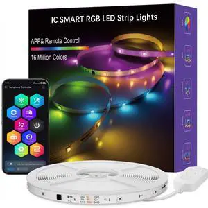 LED Strip Lights 50FT, Smart IC RGB Segmented DIY Color Changing, Rainbow Chasing Effects, WiFi App/Voice Control, Music Sync, Works with Alexa & Google Assistant, LED Lights for Bedroom Decor LED Strip Lights 50FT, Smart IC RGB Segmented DIY Color Changing, Rainbow Chasing Effects, WiFi App/Voice Control, Music Sync, Works with Alexa & Google Assistant, LED Lights for Bedroom Decor