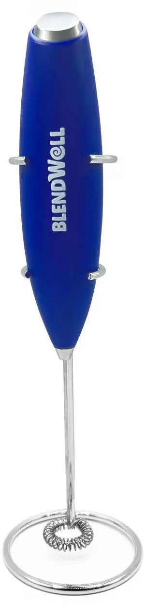 Electric Milk Frother for Matcha and Coffee, Handheld Battery Operated Drink Mixer with Stand, Stainless Steel Whisk, Blue Electric Milk Frother for Matcha and Coffee, Handheld Battery Operated Drink Mixer with Stand, Stainless Steel Whisk, Blue