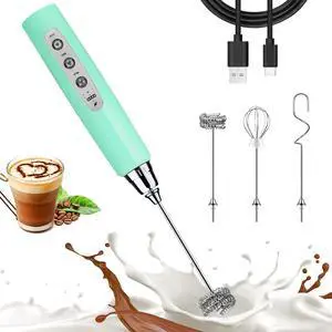 Baby Blue Milk Frother Wand for Coffee, Frother Handheld Rechargeable Electric Whisk with 3 Heads 3 Speeds Drink Mixer Coffee Frother Foam Maker For Latte, Cappuccino, Hot Chocolate, Egg Baby Blue Milk Frother Wand for Coffee, Frother Handheld Rechargeable Electric Whisk with 3 Heads 3 Speeds Drink Mixer Coffee Frother Foam Maker For Latte, Cappuccino, Hot Chocolate, Egg