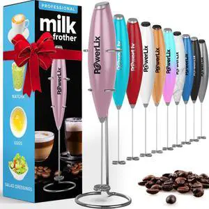 Milk Frother Handheld Battery Operated Electric Whisk Foam Maker for Coffee, Latte, Cappuccino, Hot Chocolate, Durable Mini Drink Mixer with Stainless Steel Stand Included (Light Pink) Milk Frother Handheld Battery Operated Electric Whisk Foam Maker for Coffee, Latte, Cappuccino, Hot Chocolate, Durable Mini Drink Mixer with Stainless Steel Stand Included (Light Pink)