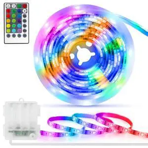 Battery Powered LED Strip Lights RGB, 60 LED 5050 Color Changing TV Backlights with 28-Key Remote Control, Cuttable Outdoor Strip Lights 6.6 Ft Self-adhesive DIY Lights for Skcteboard Bedroom Decor Battery Powered LED Strip Lights RGB, 60 LED 5050 Color Changing TV Backlights with 28-Key Remote Control, Cuttable Outdoor Strip Lights 6.6 Ft Self-adhesive DIY Lights for Skcteboard Bedroom Decor