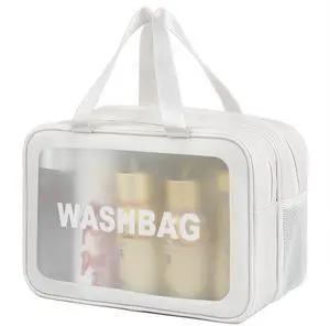 Travel Toiletry Bag for Women and Men, Matte Translucent Toiletry Bag with Handy Handle, Makeup Cosmetic Organizer Bag for Travel Toiletries Accessories (White-XL) Travel Toiletry Bag for Women and Men, Matte Translucent Toiletry Bag with Handy Handle, Makeup Cosmetic Organizer Bag for Travel Toiletries Accessories (White-XL)
