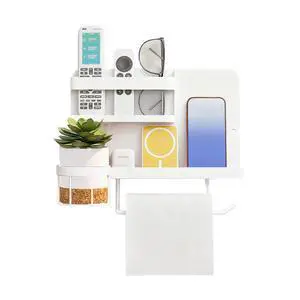 Bedside Wall Organizer Metal Shelf with Cup & Tissue Holder Waterproof Wall Storage Rack for Dorm Room, Bathroom, Kitchen, and Office (White) Bedside Wall Organizer Metal Shelf with Cup & Tissue Holder Waterproof Wall Storage Rack for Dorm Room, Bathroom, Kitchen, and Office (White)